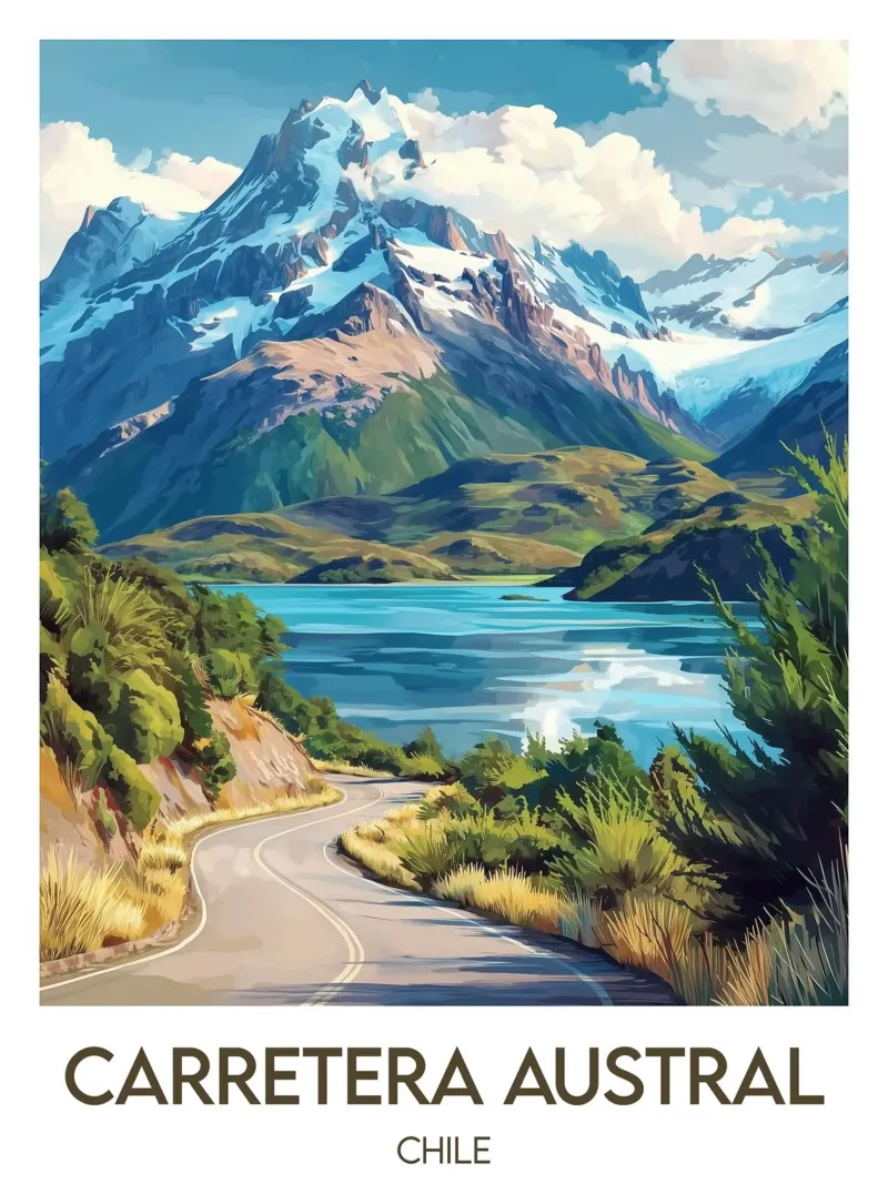 Affiche Carretera Austral poster con telaio in plastica da Frame the World
