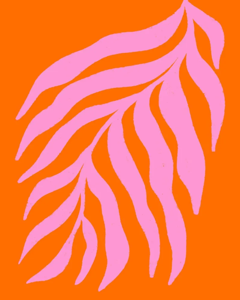 Pink Silhouette Textured Branch on Orange 3 hahnemühle by Wackapacka