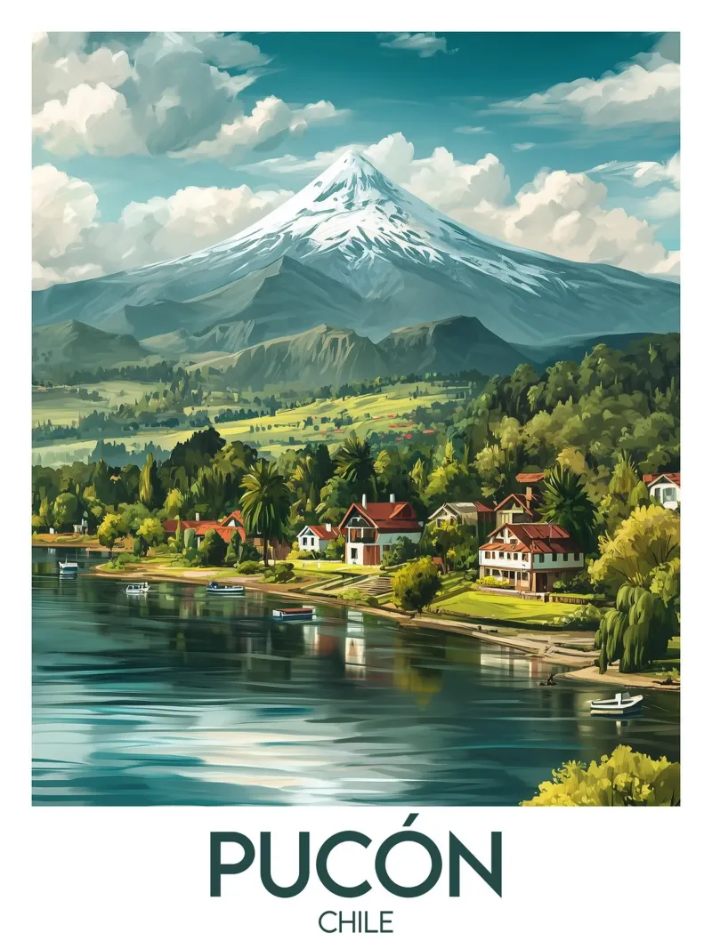 Affiche Pucón poster con telaio in legno da Frame the World