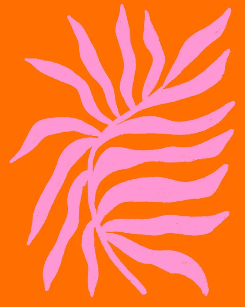Rosa Silhouette Strukturierter Zweig auf Orange Backlit Folie von Wackapacka
