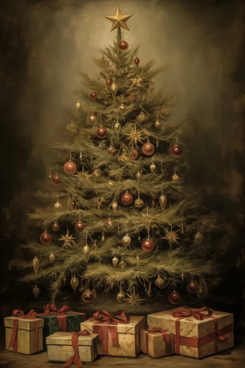 Albero di Natale con pacchetti pellicola backlit da Imagine