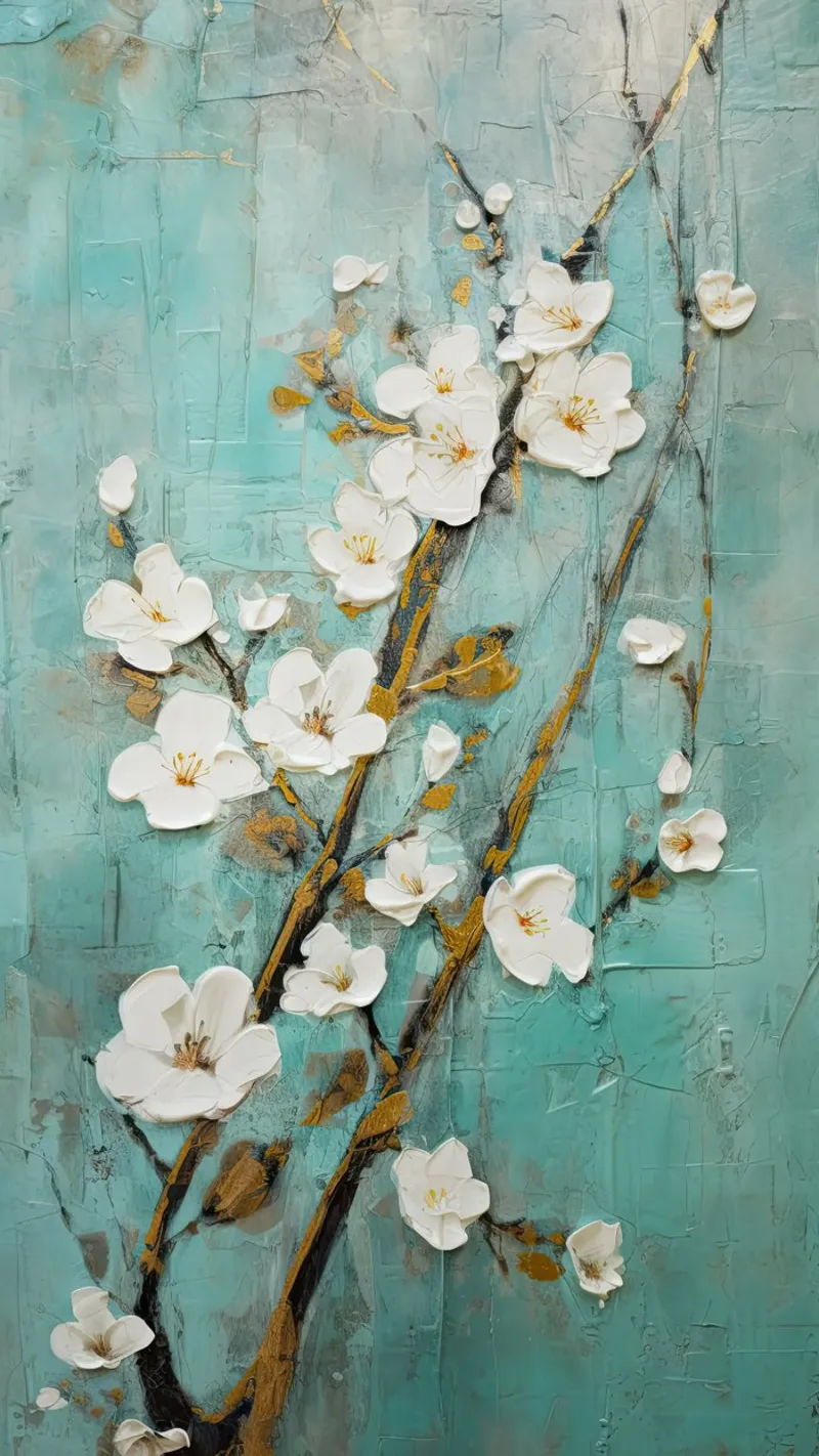 Bloesem abstract canvas met Baklijst van Imagine