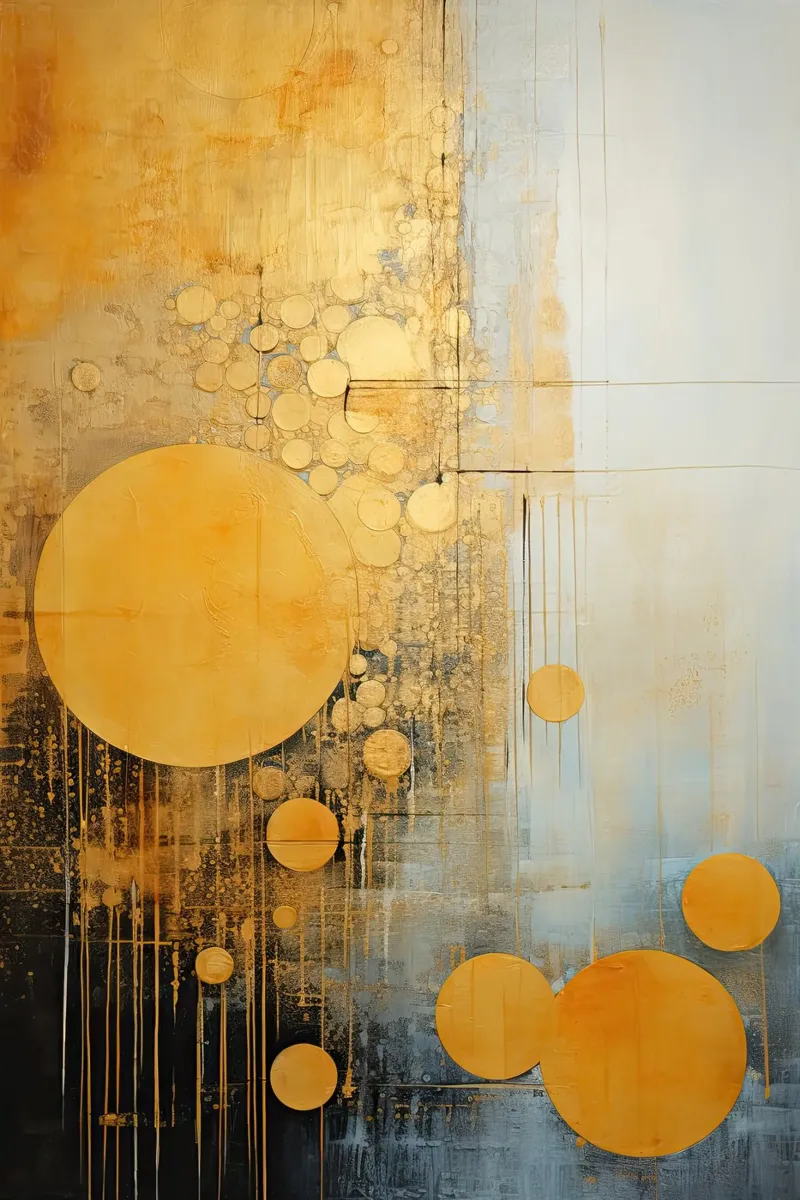 Abstracte cirkels canvas met Baklijst van Imagine