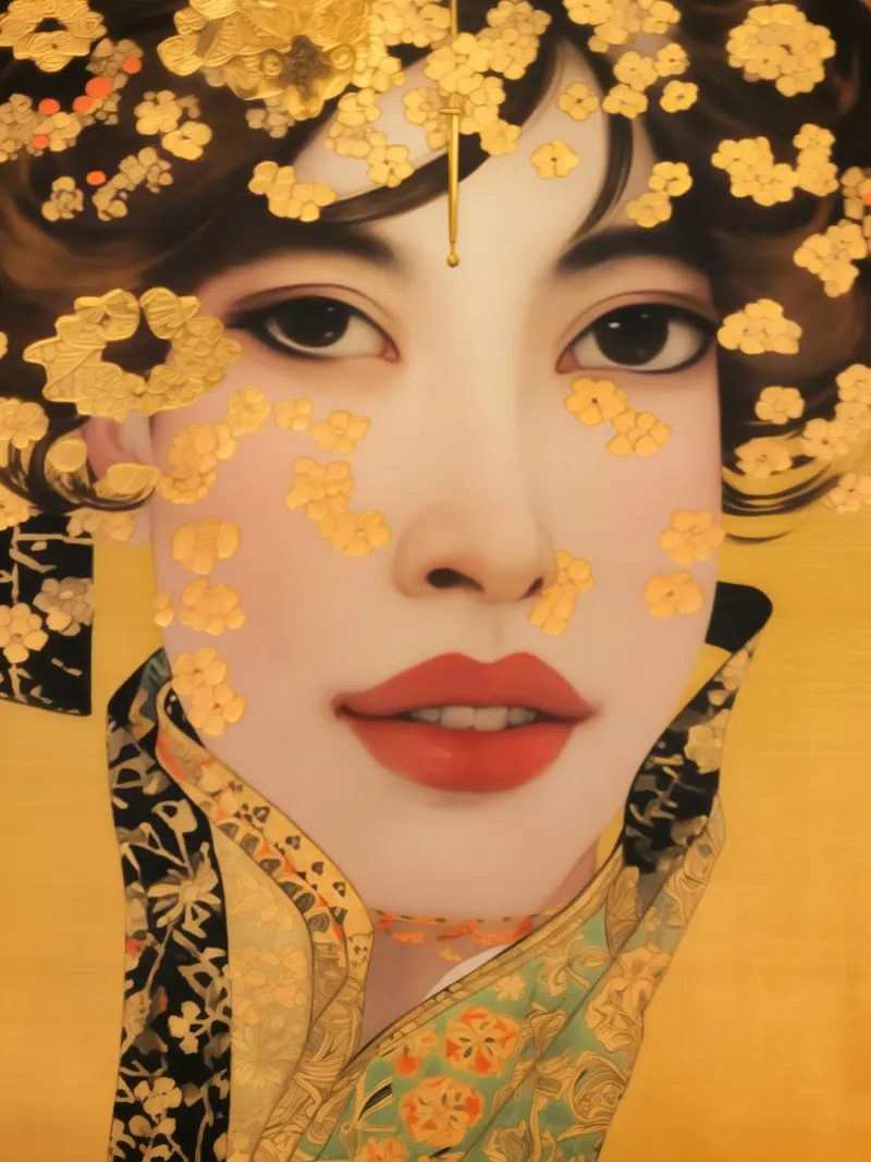 Portret van een moderne Klimt vrouw | Art Nouveau opnieuw bekeken hahnemühle van Autofocus