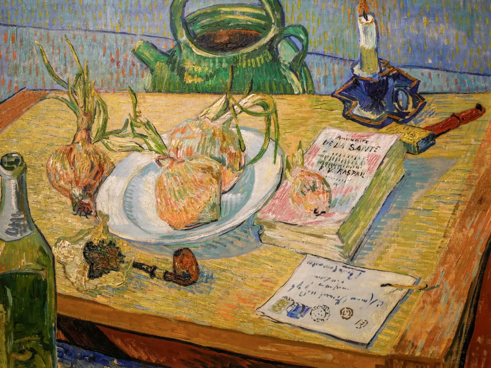 van Gogh, Natura morta con piatto di cipolle poster da Carinaprint