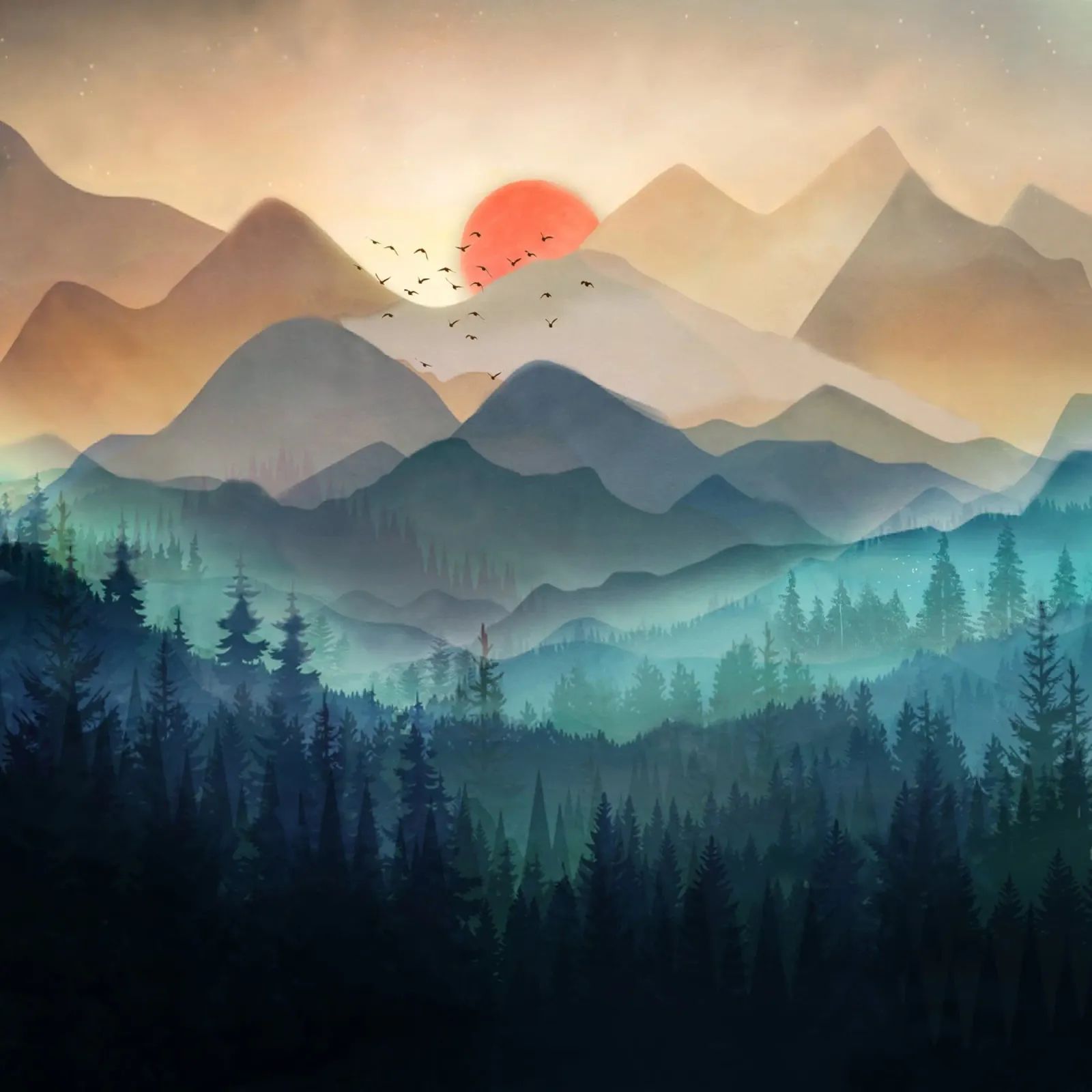 Wilderness Becomes Alive at Night poster con telaio in plastica da Nadjaa