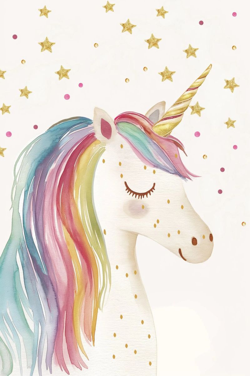 Unicorn magic with glitter stars poster by Carinaprint