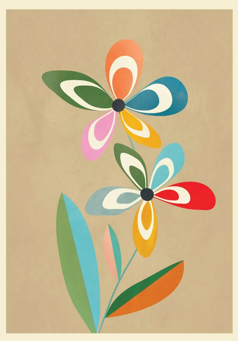 Mid-Century Abstract Flowers 02 pellicola backlit da cityart
