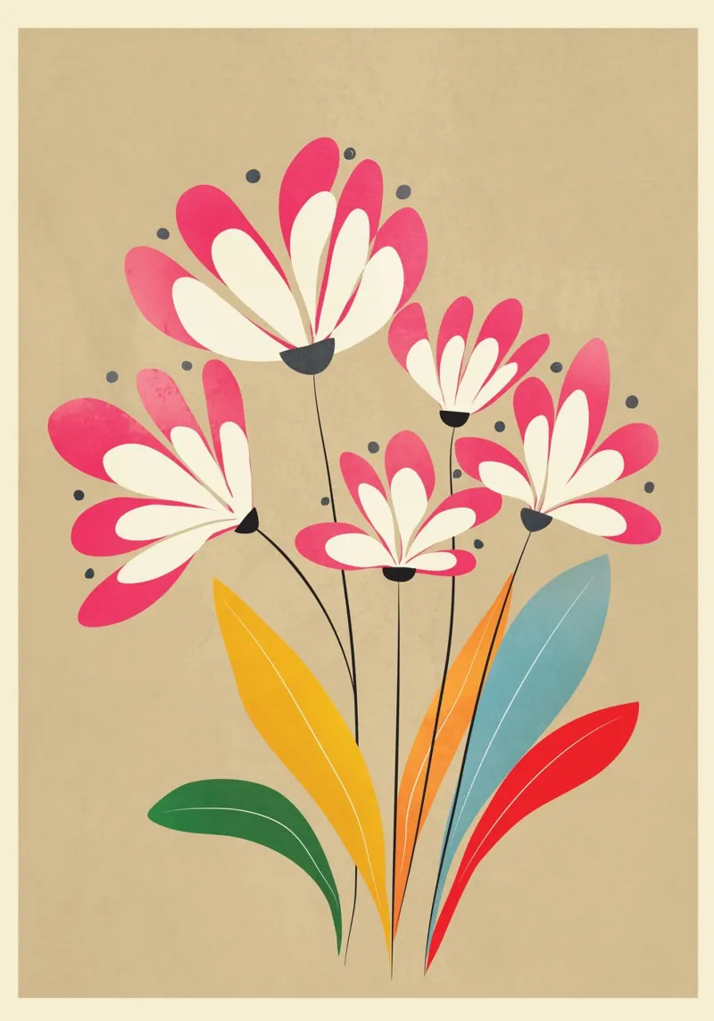 Mid-Century Abstract Flowers 07 poster da cityart