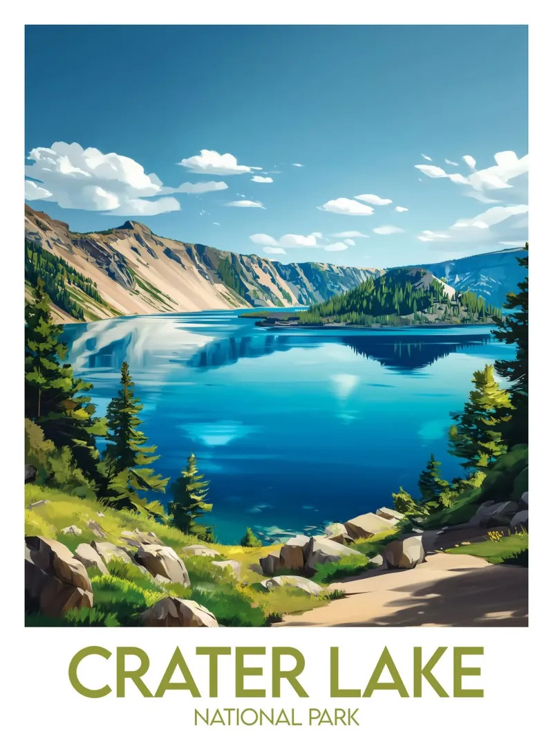Affiche Kratermeer Nationaal Park canvas met Baklijst van Frame the World