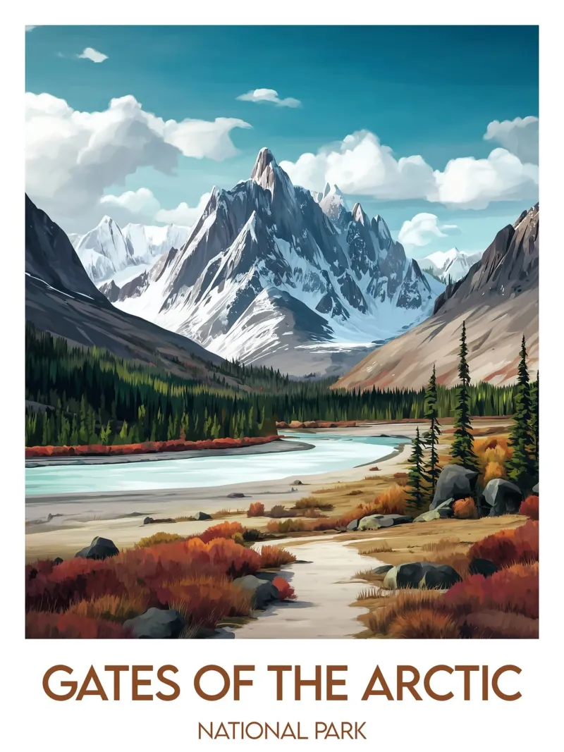 Affiche Gates of the Arctic Parco Nazionale poster con telaio in legno da Frame the World