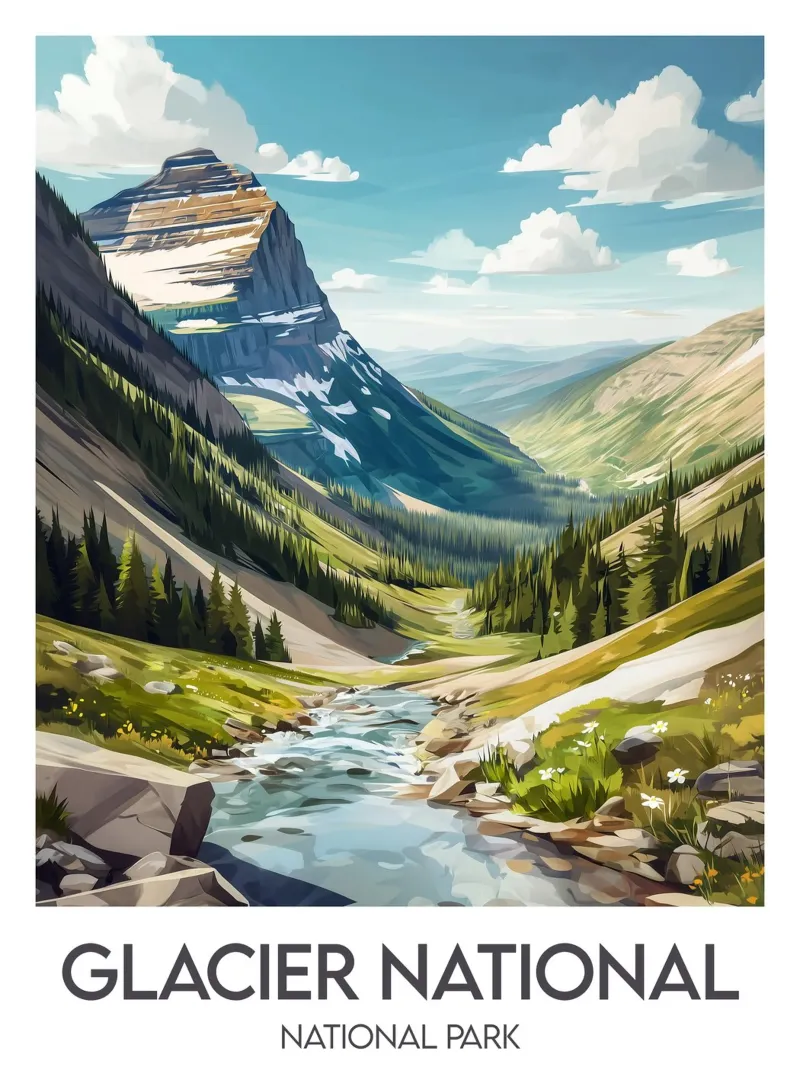 Parco Nazionale dei Ghiacciai poster con telaio in alluminio da Frame the World