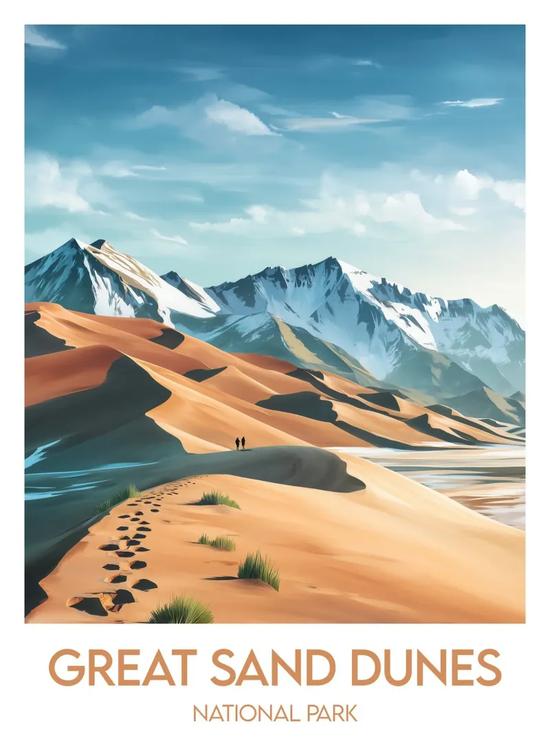Parco Nazionale delle Grandi Dune di Sabbia poster con telaio in legno da Frame the World