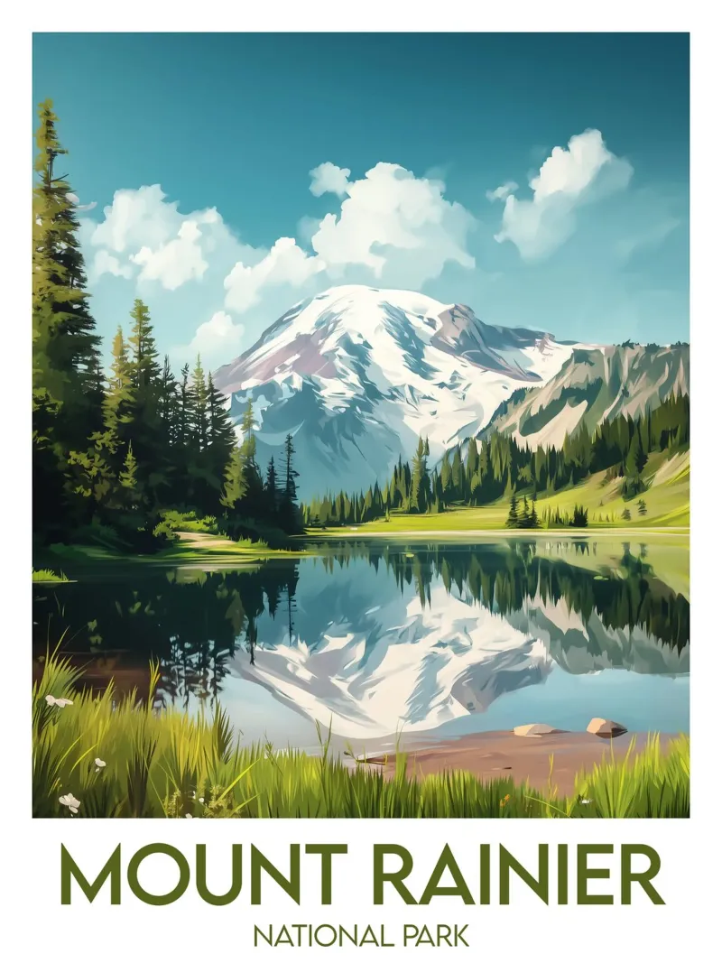 Parco Nazionale del Monte Rainier poster con telaio in alluminio da Frame the World