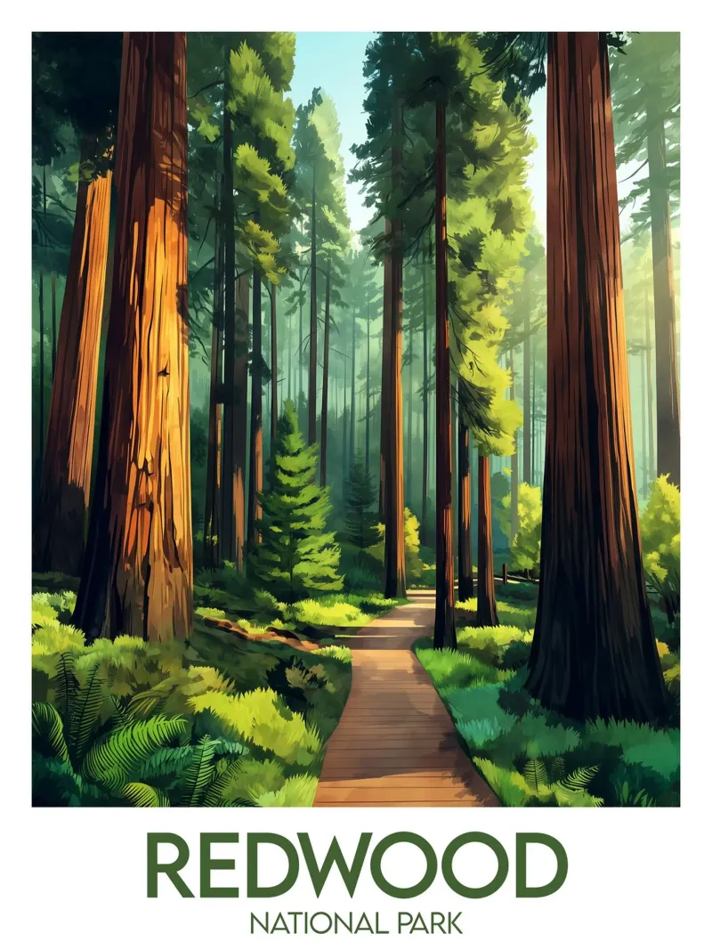 Affiche Redwood National Park poster con telaio in legno da Frame the World