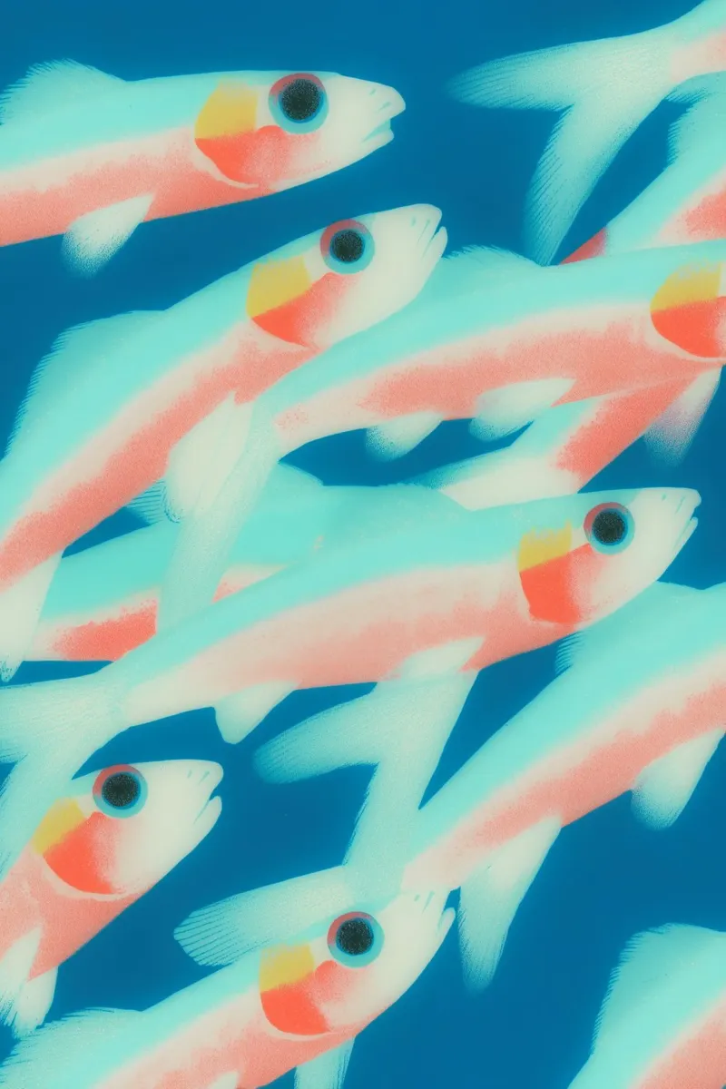 Fisch-Schwarm im magischen Licht | Maritimer Kunstdruck Backlit Folie von Autofocus