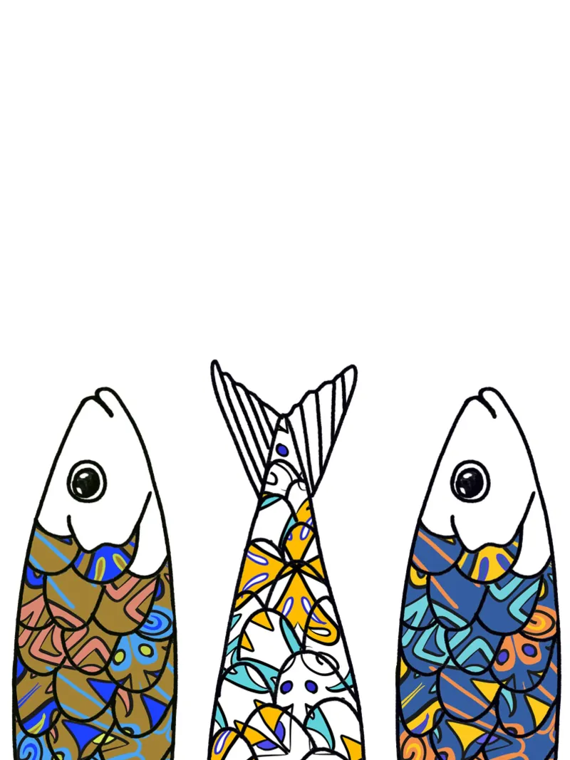 Sardine - Portogallo poster con telaio in alluminio da Claudiabrueggen