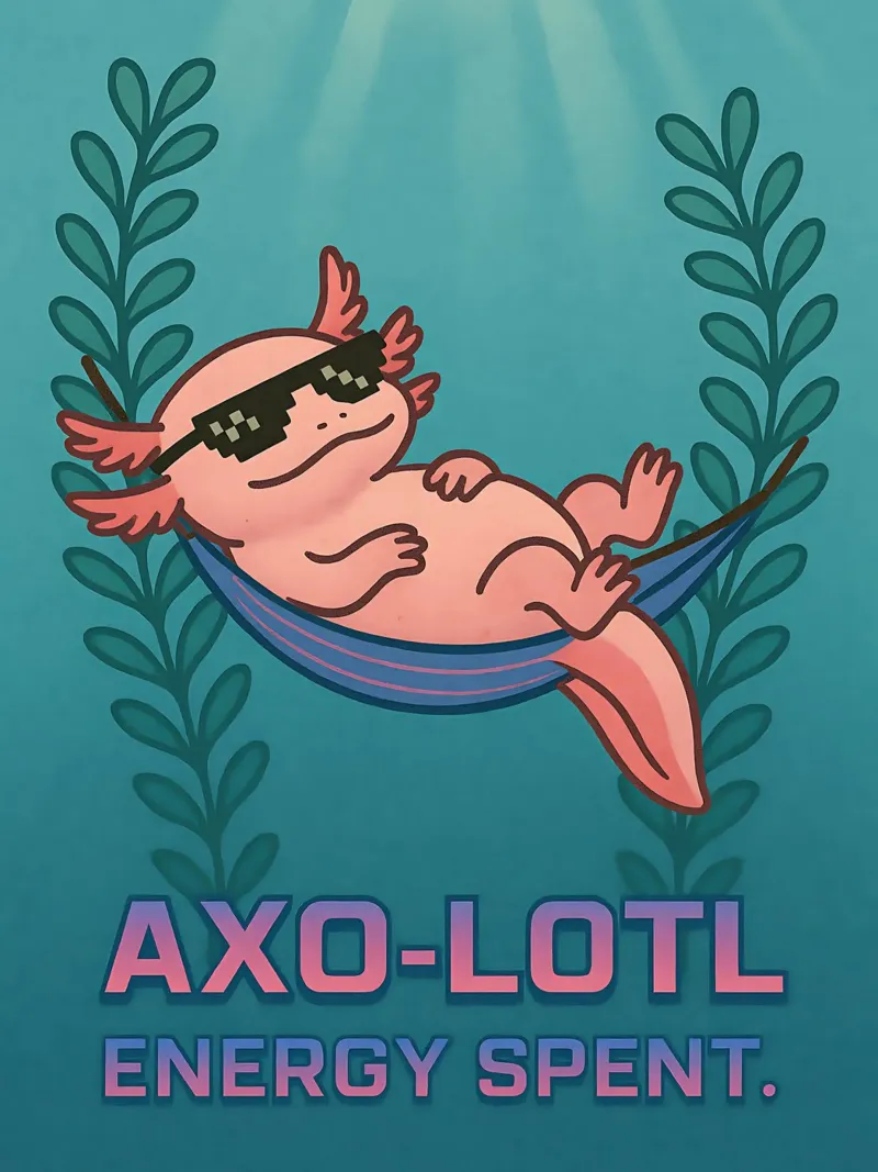 Funny Lazy Axolotl Meme pellicola backlit da Funny Humor Art
