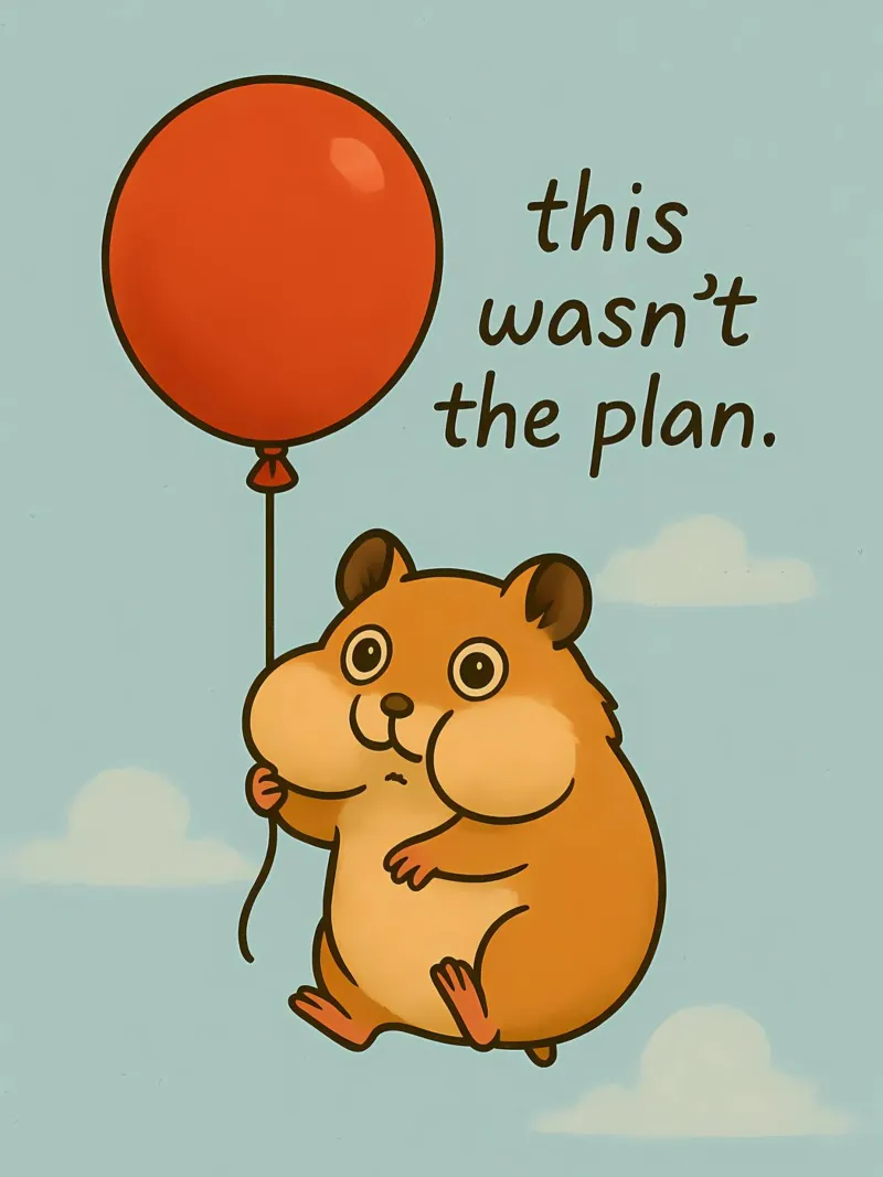 Meme divertente del criceto a palloncino poster con telaio in plastica da Funny Humor Art