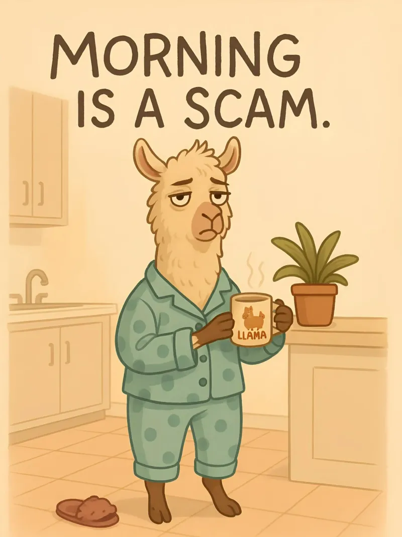 Meme divertente sui lama poster con telaio in alluminio da Funny Humor Art