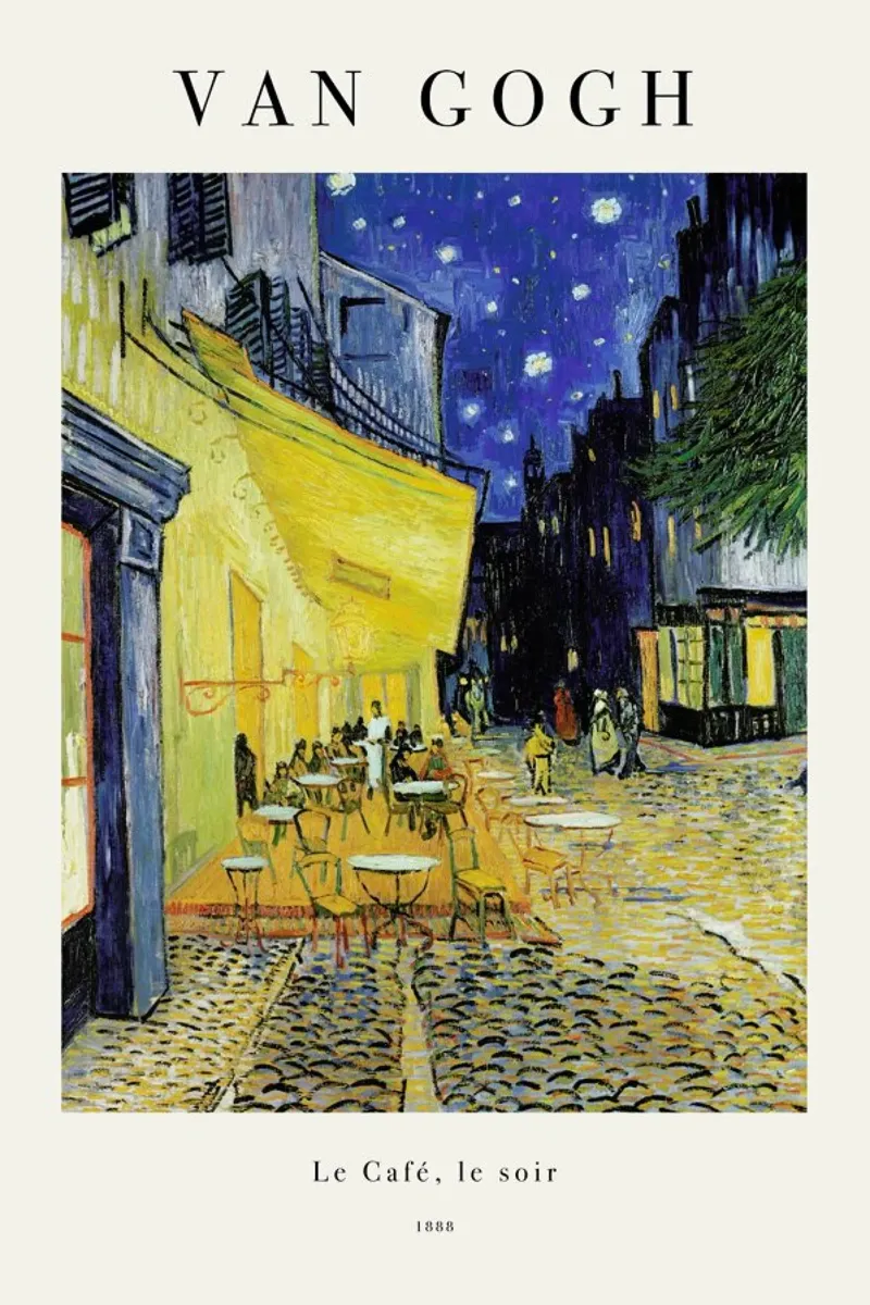 van Gogh - Café Terrace at Night poster avec cadre en bois de ARTOTHEK