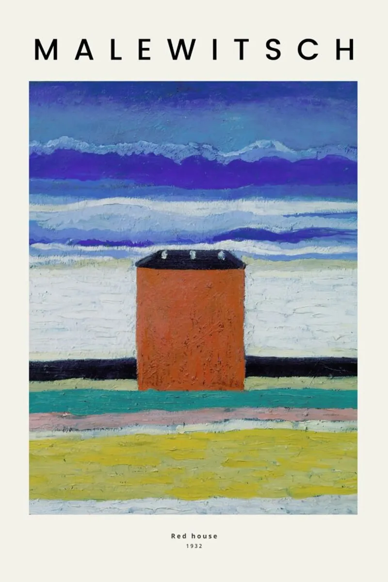 Malewitsch - Red House poster con telaio in plastica da ARTOTHEK