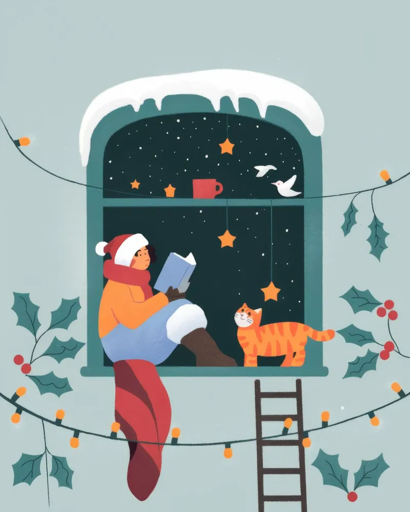 Festive Window Delight canvas by Fine Sanctuary