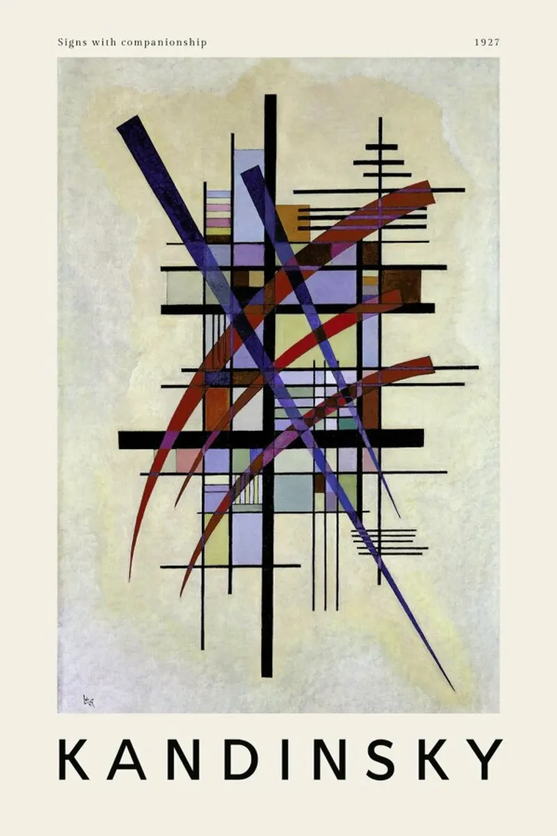 Kandinsky - Signs with Companionship poster con telaio in legno da ARTOTHEK