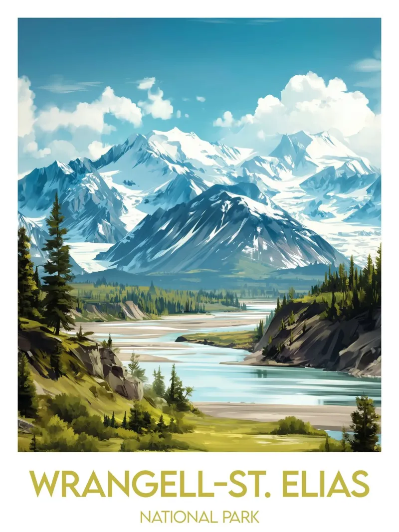 Affiche Parco Nazionale Wrangell-St. Elias tela con Cornice a cassetta da Frame the World