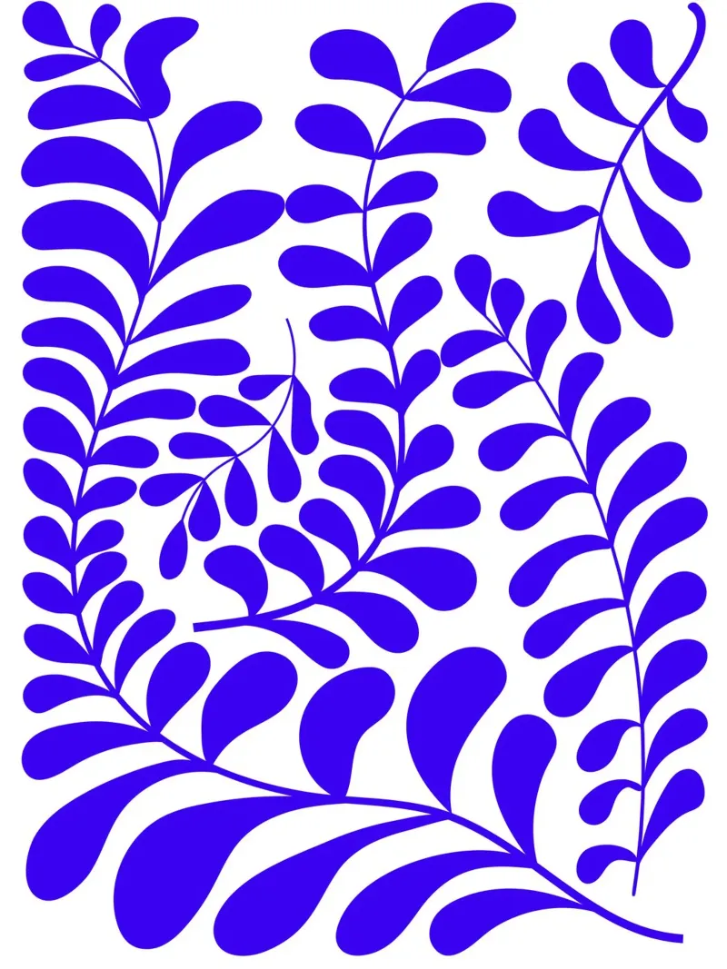 Blue Leaves poster con telaio in alluminio da ramosashop