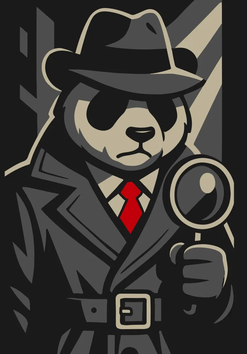 Panda detective with magnifying glass - Noir animal motif with retro charm canvas by nanosh