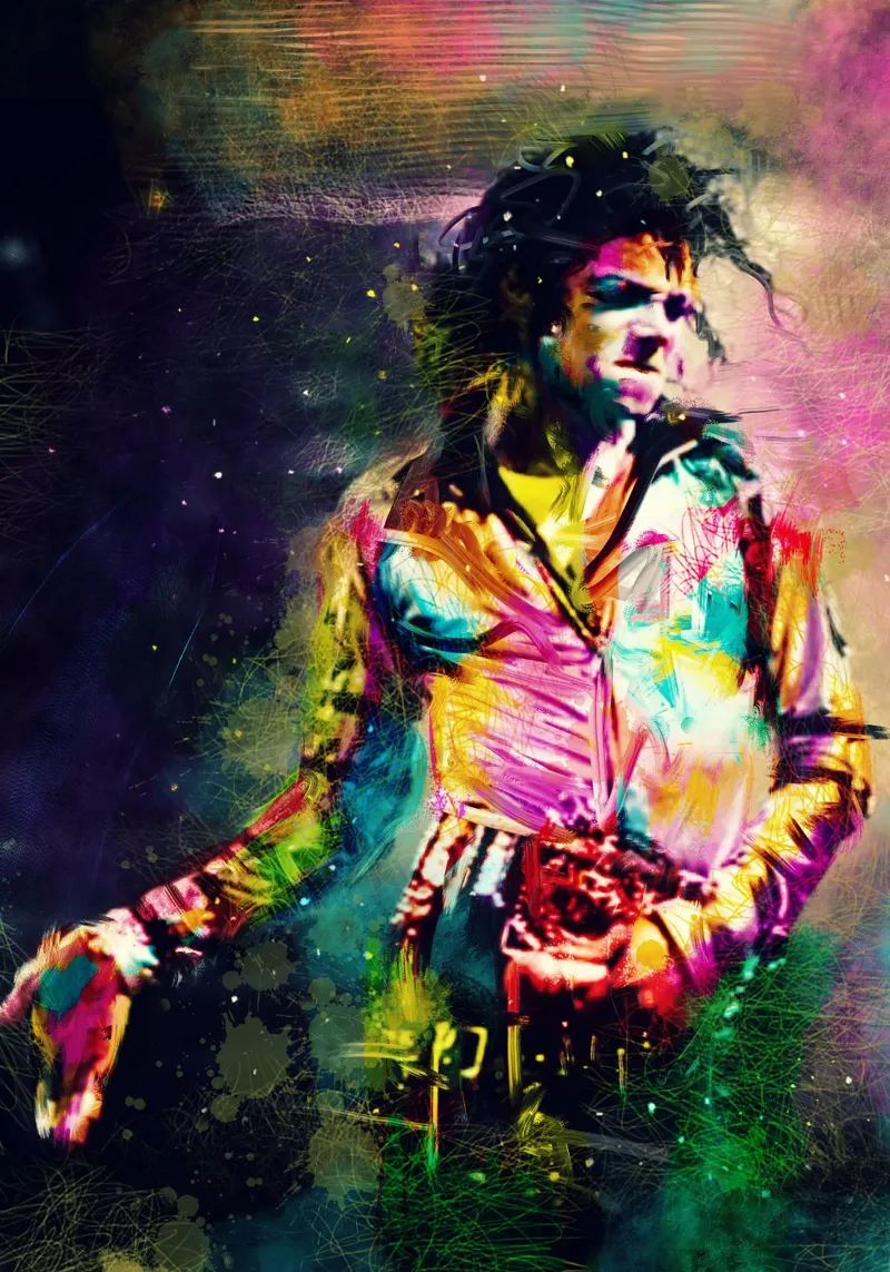 Iconic Michael Jackson colorful pop art pellicola backlit da Hantamrata
