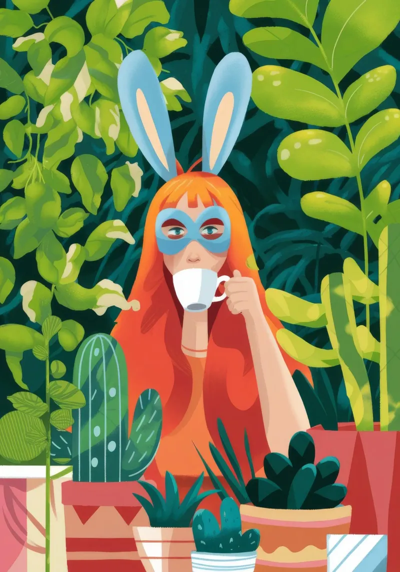 Coniglietta stravagante poster con telaio in plastica da Fine Sanctuary
