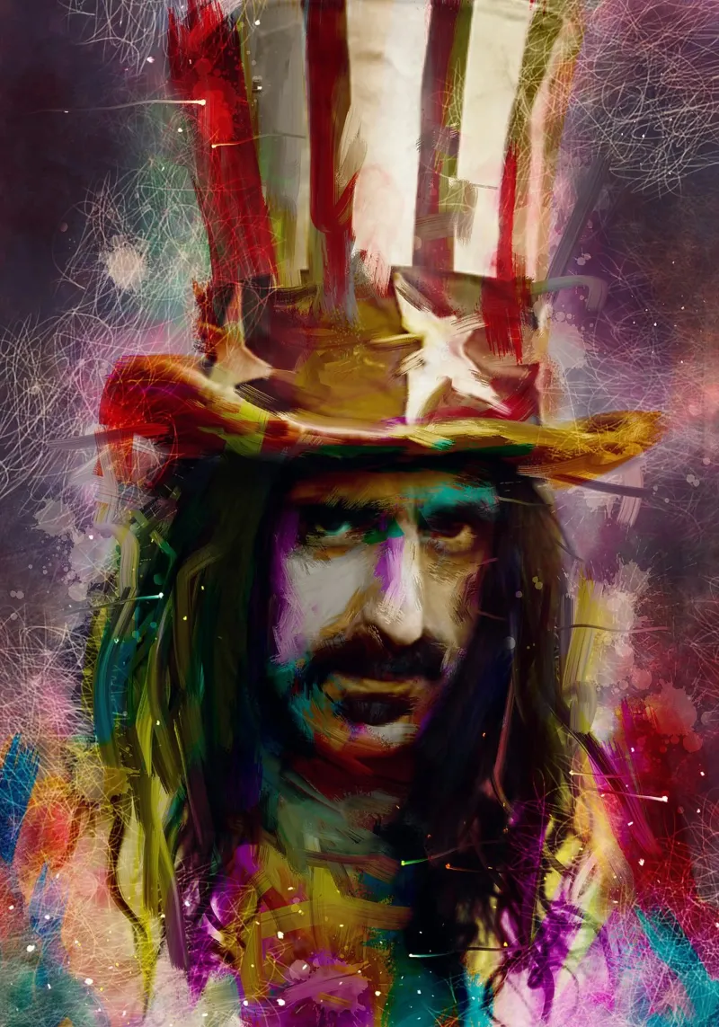 Frank Zappa astratto colorato pop art pellicola backlit da Hantamrata