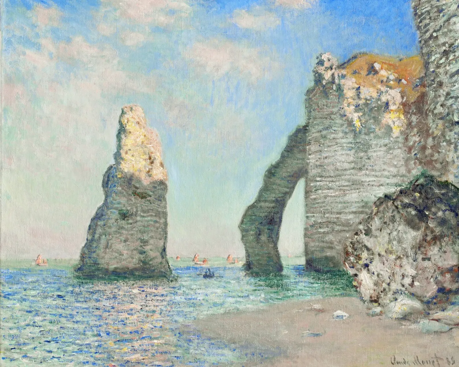 Le scogliere di Étretat di Claude Monet (1885) pellicola backlit da Venus Art