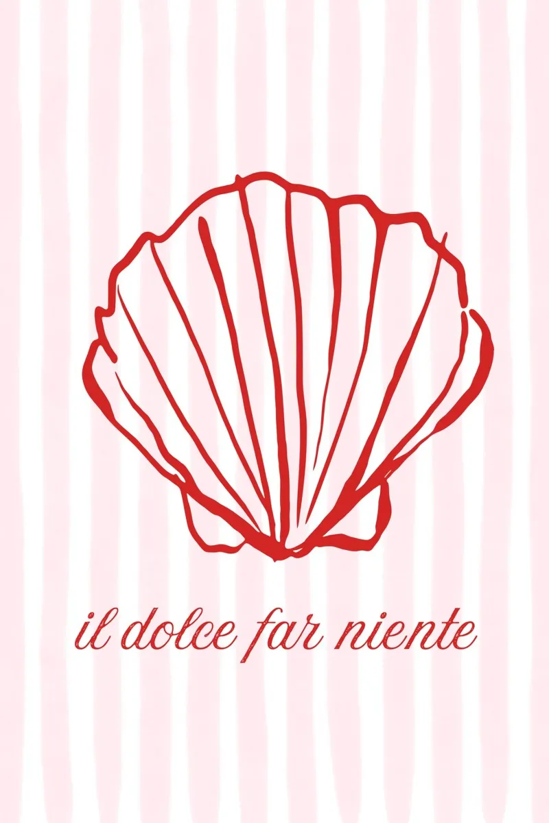 Sea Shells, Il dolce far niente, Italian quote poster con telaio in legno da TheCocktailClub