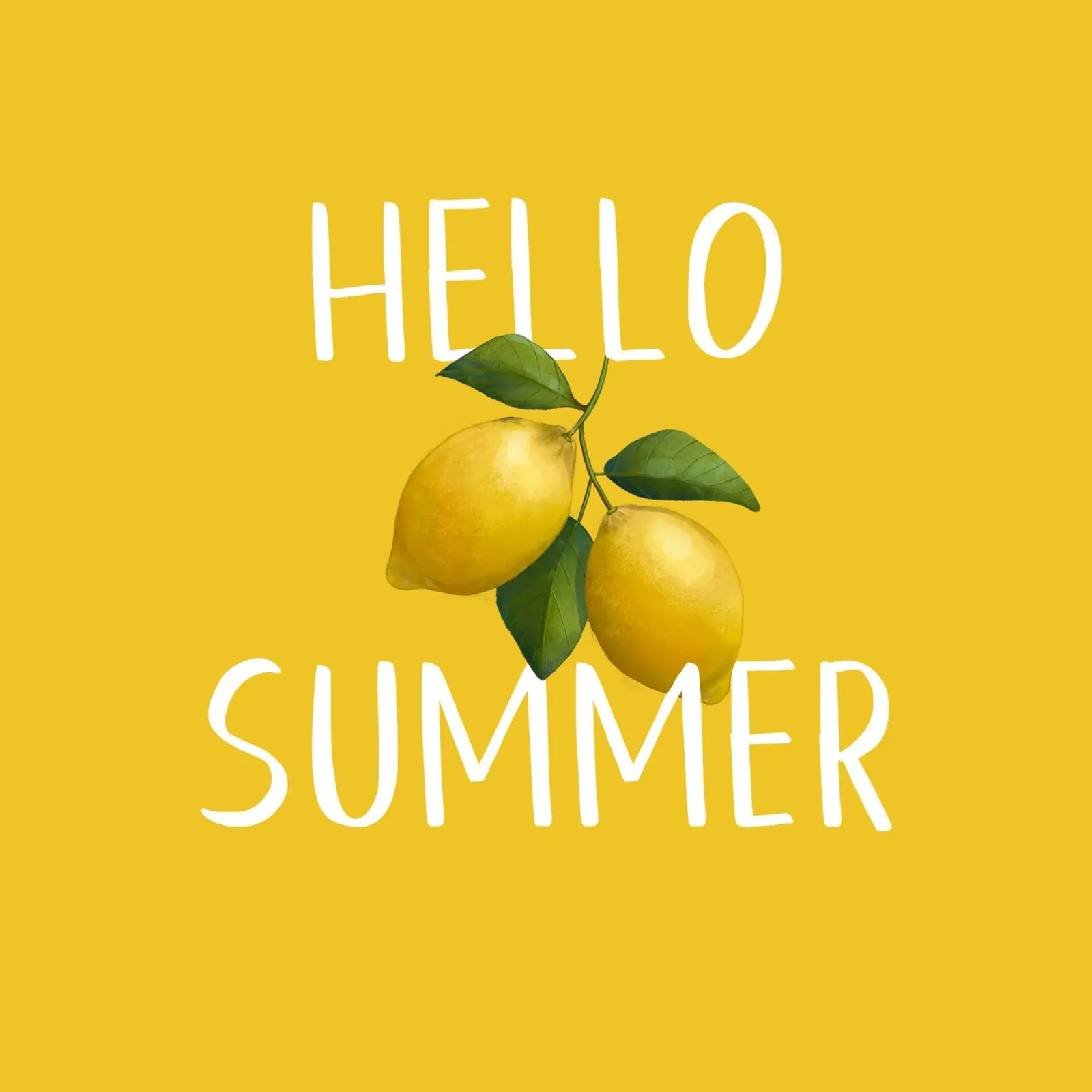 Hello Summer - Testo bianco con illustrazione di limoni freschi pellicola backlit da Stilrausch
