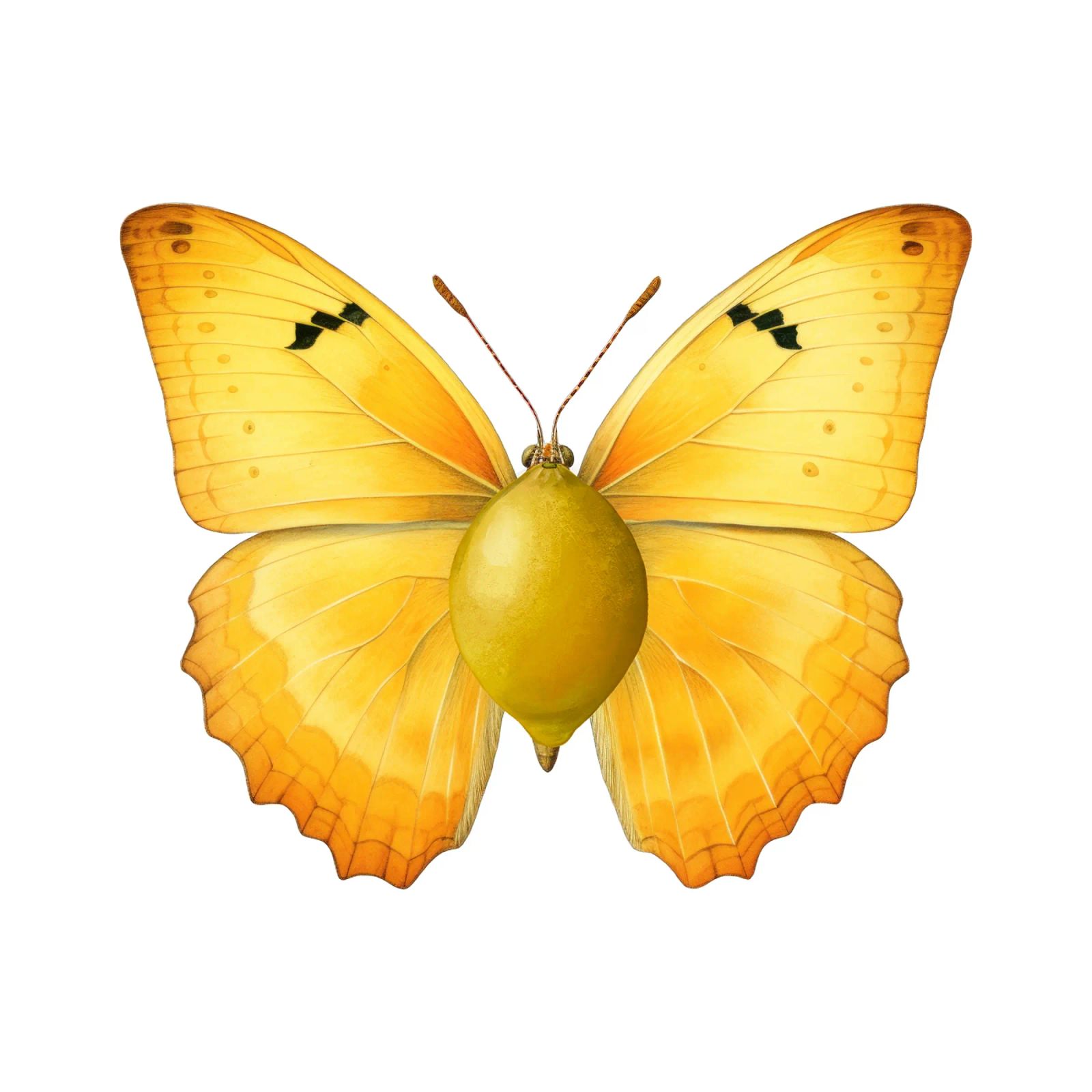 Zitrone Schmetterling mit Zitrone Körper - Transparenter Hintergrund Acryl-Glas von Stilrausch