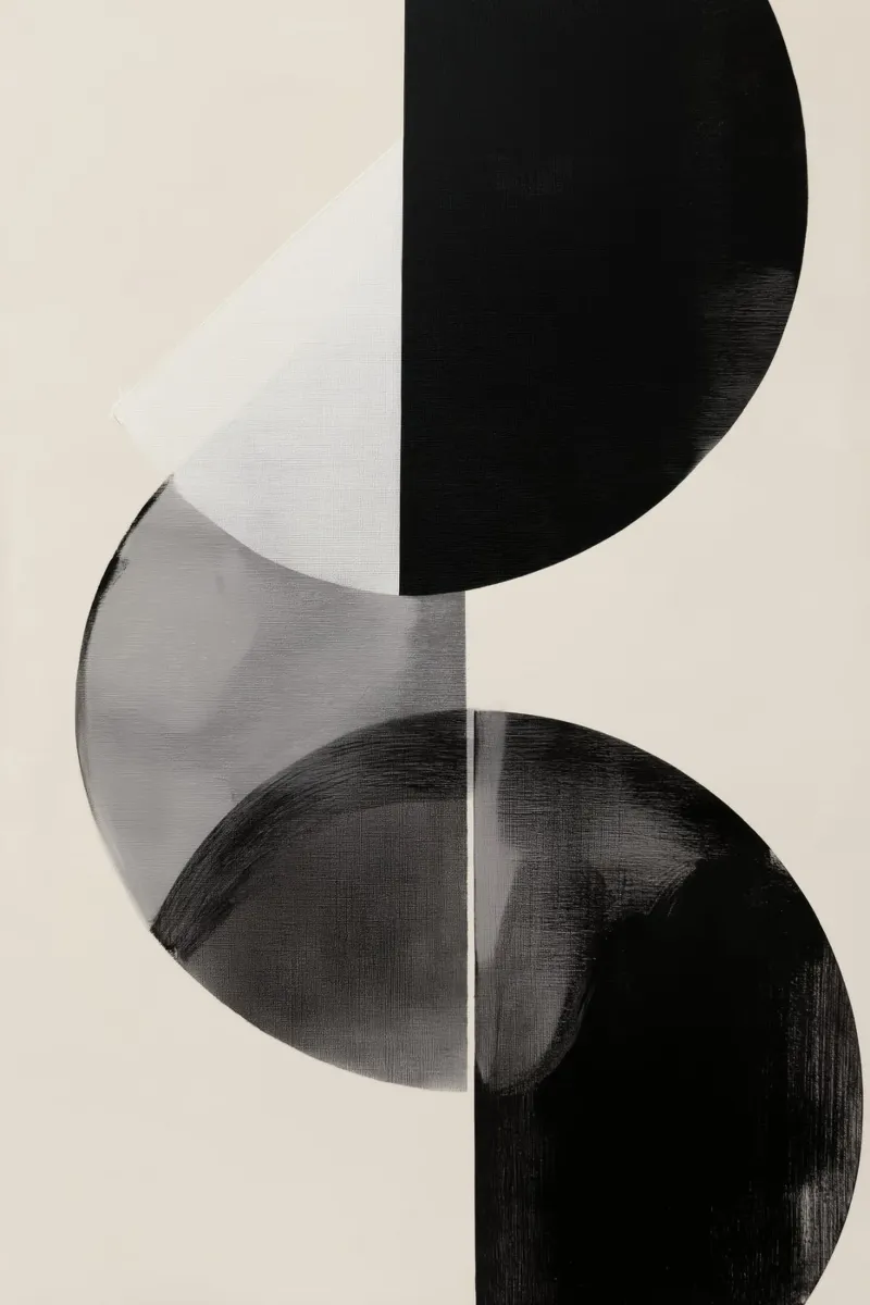 Arte del cerchio in bianco e nero poster con telaio in plastica da Melloi Art Print