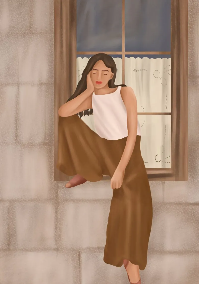Girl sitting on the window pellicola backlit da cityart