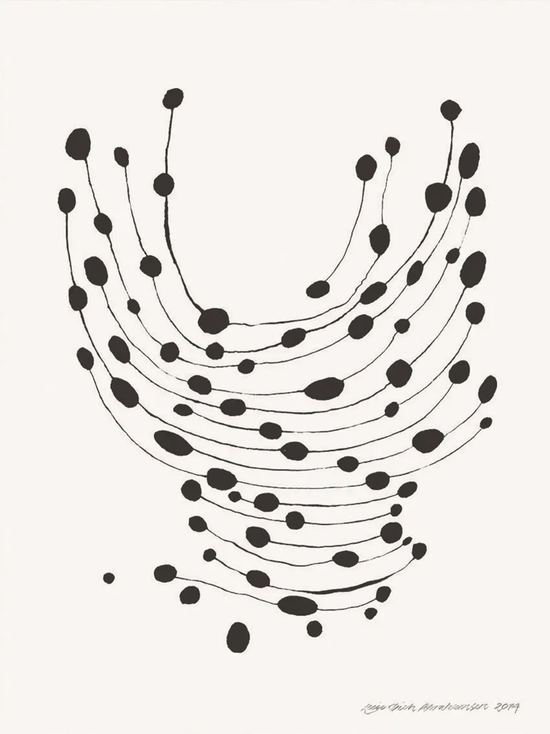 Puntini danzanti poster con telaio in legno da Birgitpopshop
