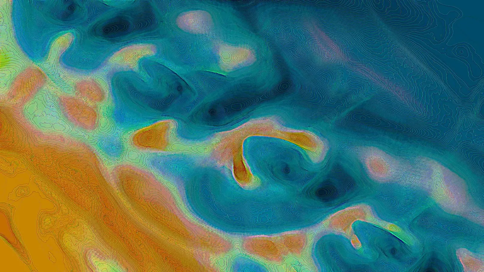 Linea di costa astratta con isole in un mare bluastro/turchese pellicola backlit da Gürsel Yesil Digital Art
