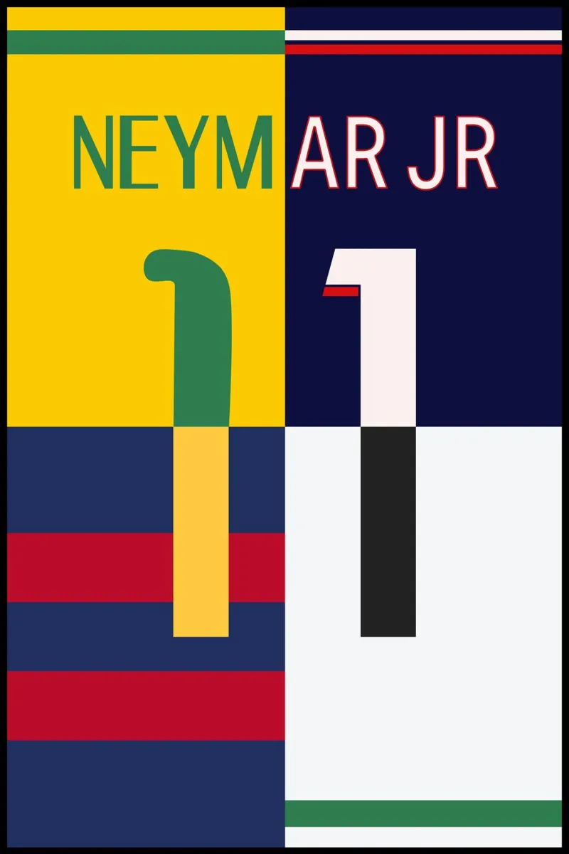 Neymar - Maglia poster con telaio in alluminio da athlete.art