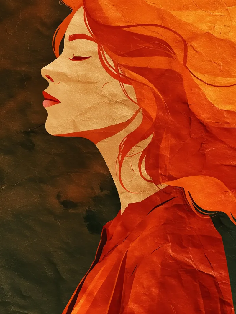 Bellezza dai capelli rossi su carta | Montaggio digitale poster con telaio in plastica da Autofocus