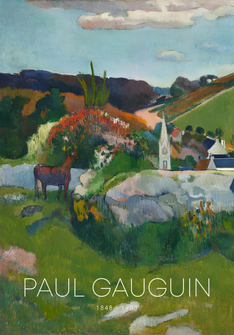 Gauguin Bretagne Landschap Post-Impressionist Print canvas met Baklijst van NorwesClub