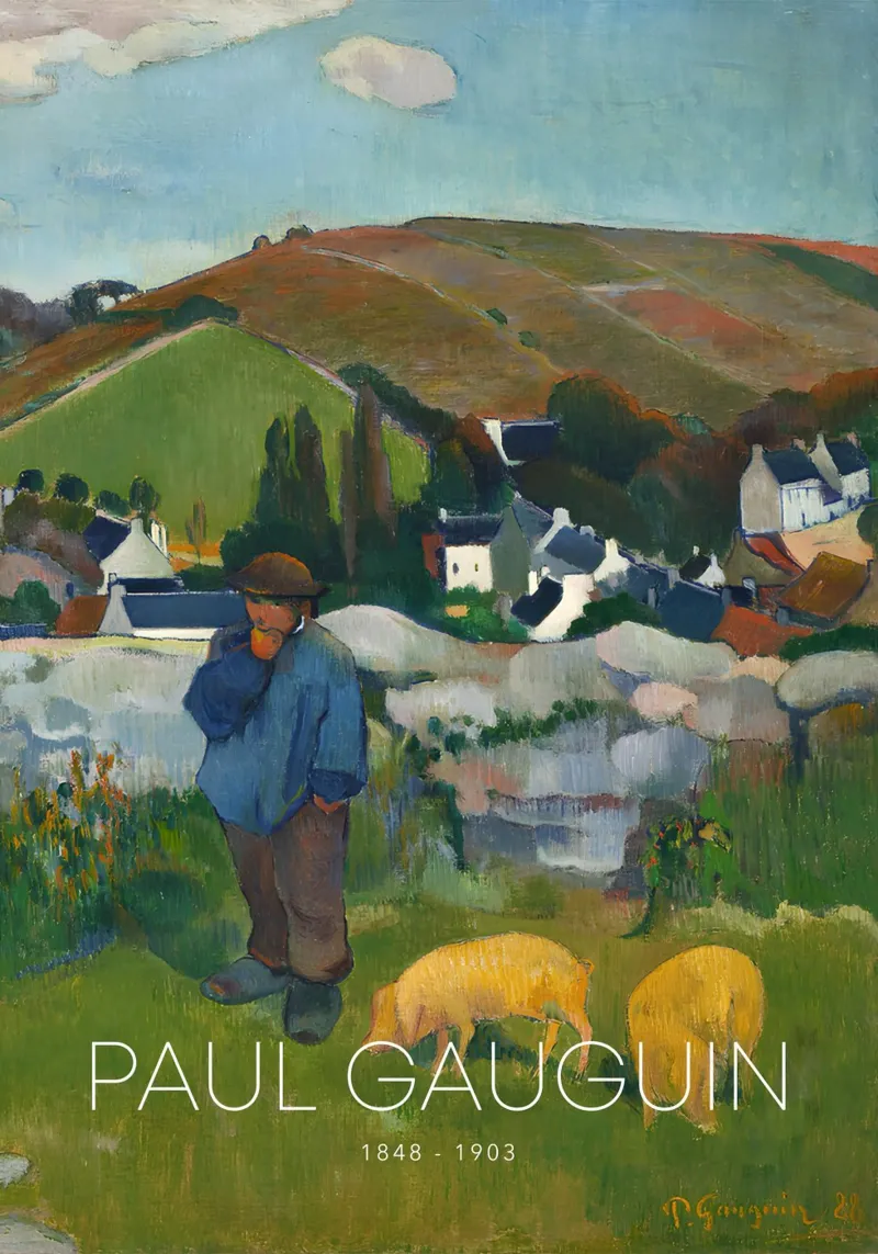 Gauguin The Swineherd Post-Impressionist Art Print canvas by NorwesClub
