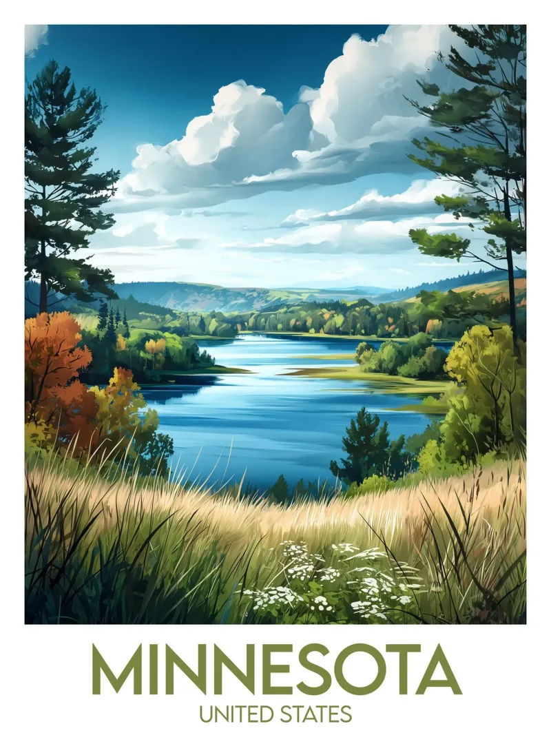 Affiche Minnesota tela con Cornice a cassetta da Frame the World