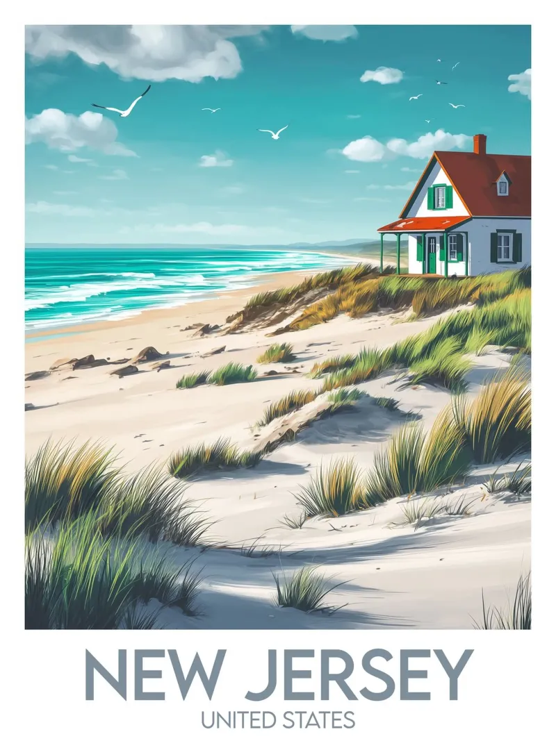 Affiche New Jersey tela con Cornice a cassetta da Frame the World