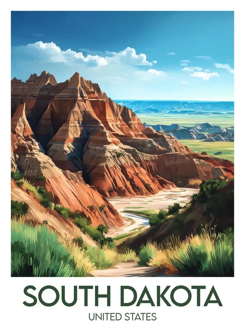 Affiche South Dakota carta hahnemühle da Frame the World