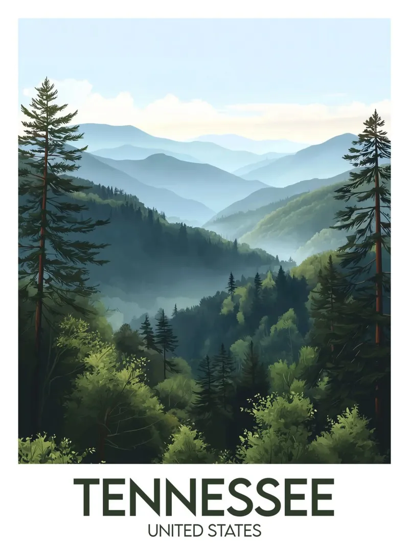 Affiche Tennessee tela con Cornice a cassetta da Frame the World